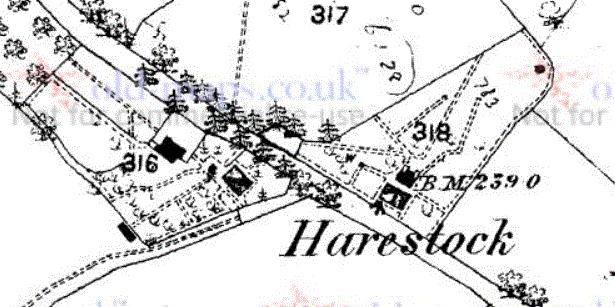 Harestock on the 1876 OS 1:2500 map